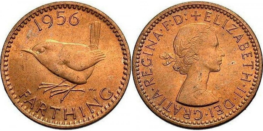 Великобритания 1 фартинг, 1954 - 1956 Королева Елизавета II XF