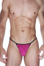 Мужские розово-черные трусы-стринги (Размер: S-M) (Цвет: розовый с черным)