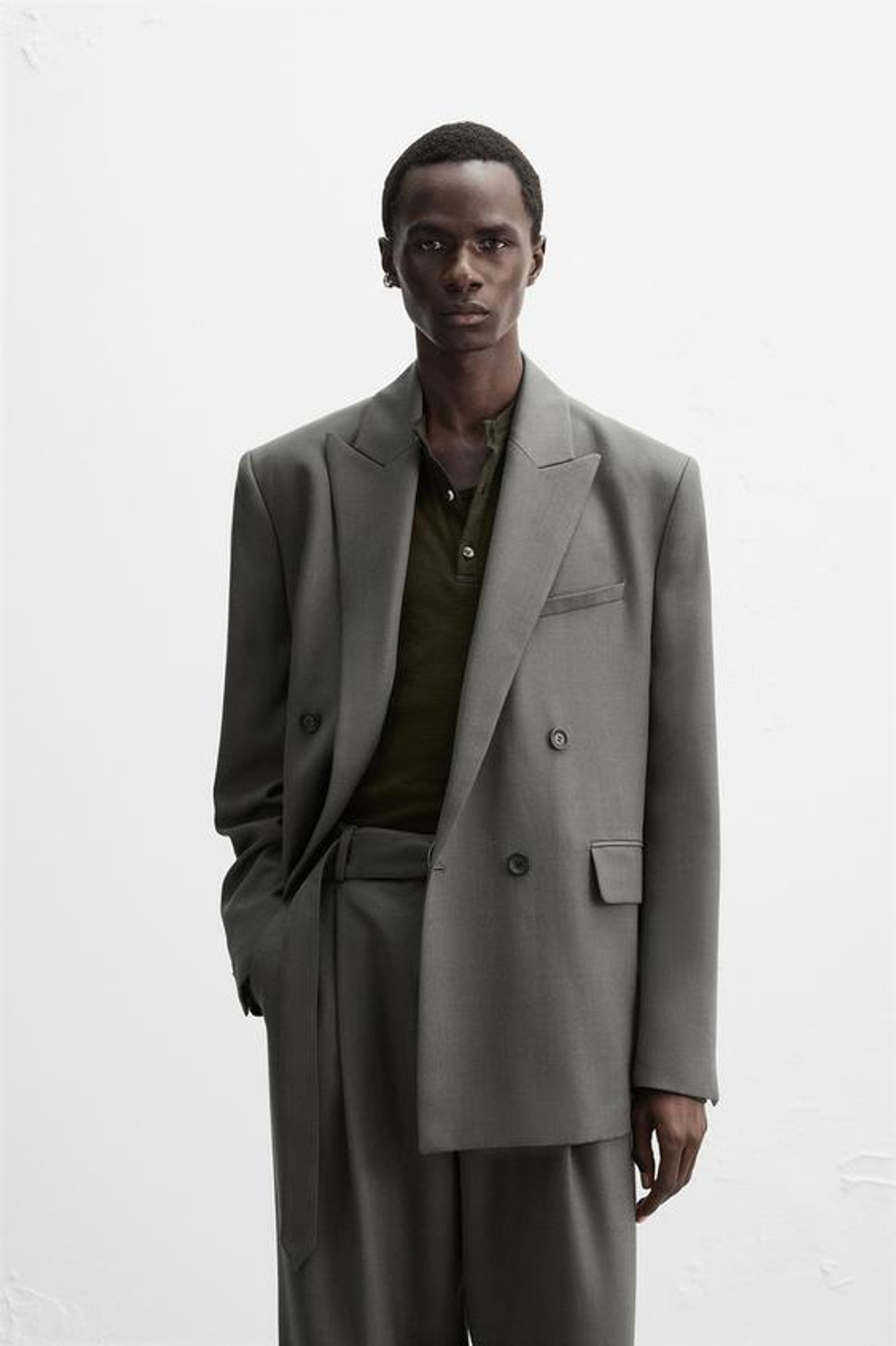 ZARA X NANUSHKA ДВУБОРТНЫЙ БЛЕЙЗЕР, ЗЕЛЕНЫЙ