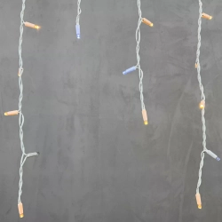 Светодиодная бахрома с колпачком 3,2*0,9 м., 168 экстра теплых белых LED ламп, мерцание, каучуковый белый провод, LTC (LL168BLW-8-2EWW)