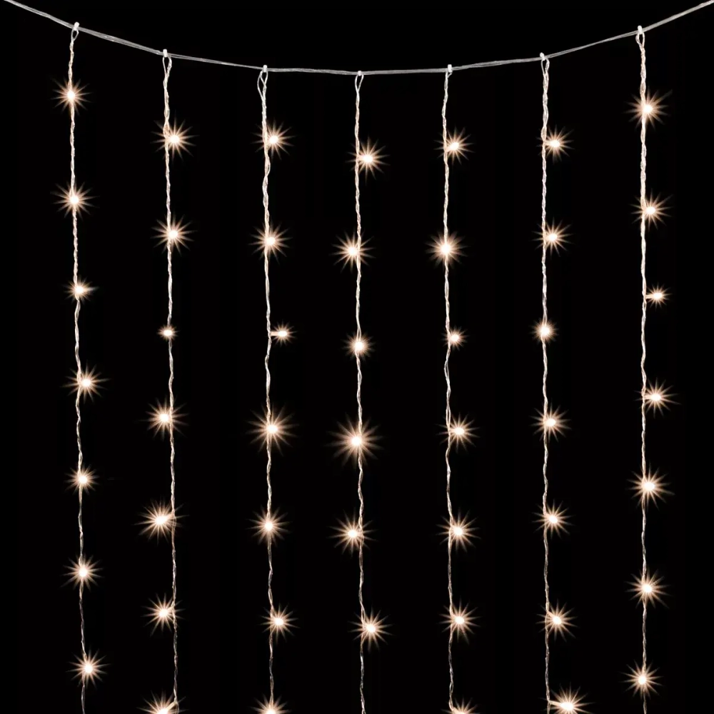 Светодиодный мерцающий облегченный занавес 2*3 м, 220V., 600 теплых белых LED ламп, прозрачный ПВХ, Beauty Led (PCL600NOTBL-10-2WW)
