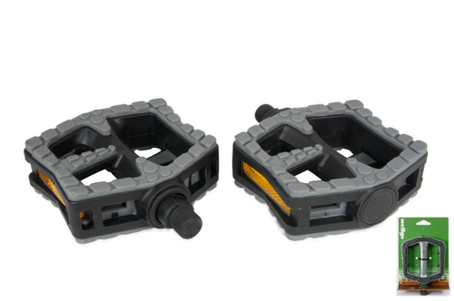 Педали Wellgo PLATFORM пластиковые с эластомерными накладками, 107x94x34мм, резьба 9/16", шариковые подшипники, серые