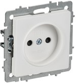 BRITE Розетка 1-местная без заземления с защитными шторками 10А РСш10-2-БрАБ арктический белый IEK