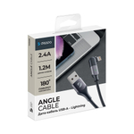 Дата-кабель USB-A - Lightning, поворотный, 180˚, 1.2м, 2.4A, черный