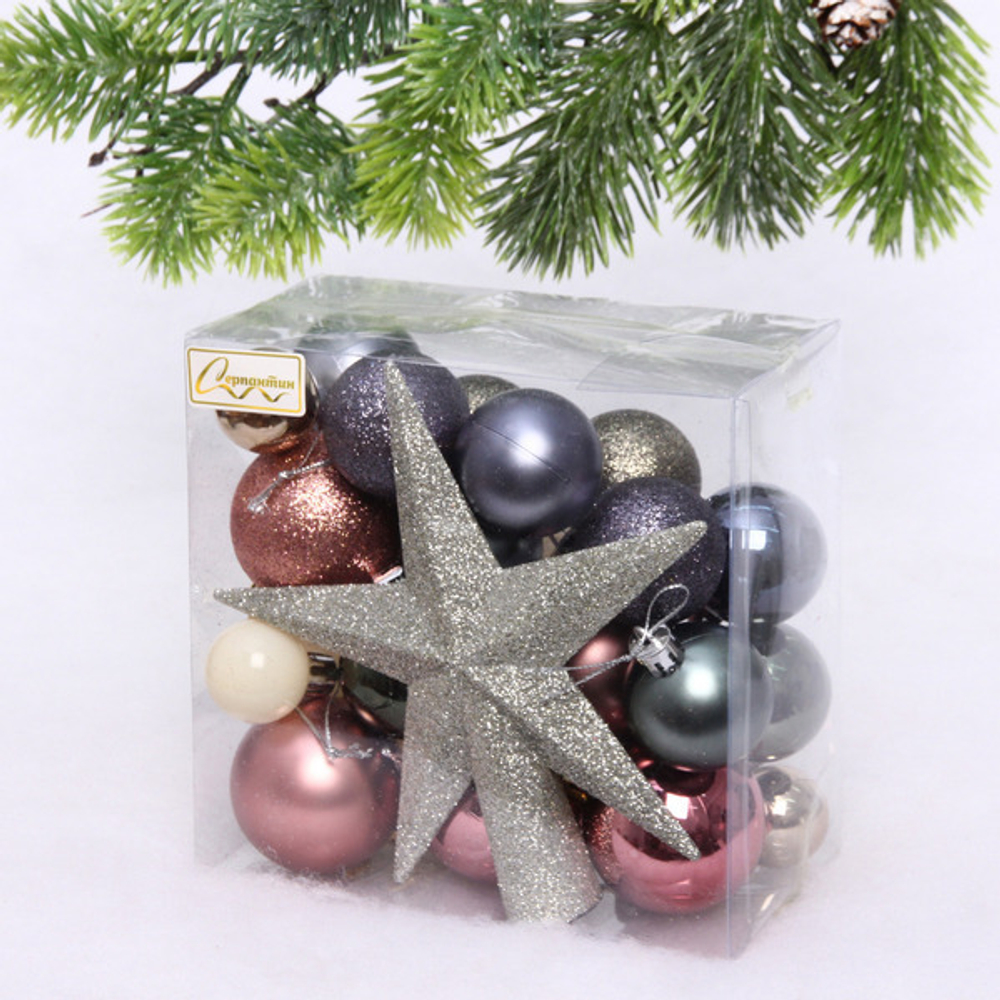 Набор ёлочных украшений «Winter story» 30 предметов, Розовое золото/Шампань/Серебро/Сапфир