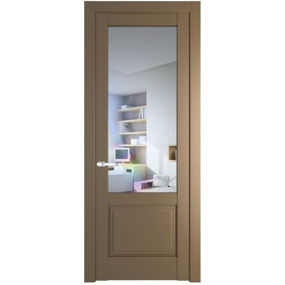 Межкомнатная дверь эмаль Profil Doors 3.2.2PD перламутр золото стекло прозрачное