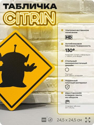 Табличка декоративная "Инопланетянин из Истории игрушек" на дверь и стену, прикольная штука в подарок фанату, декоративный знак, 24,5х24,5 см, пластиковая, Айдентика Технолоджи