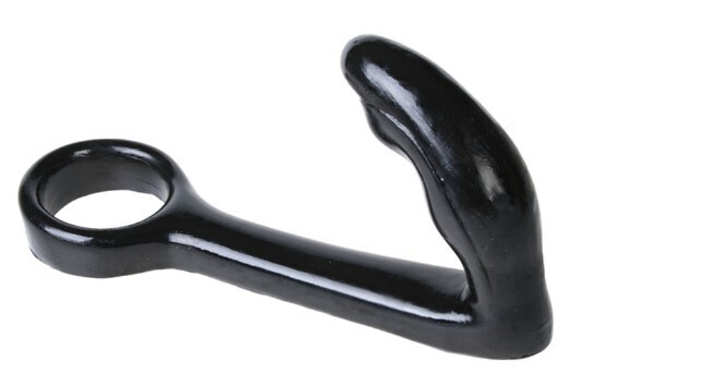 Массажер простаты с эрекционной петлей для пениса Wild Fire (Цвет: черный)