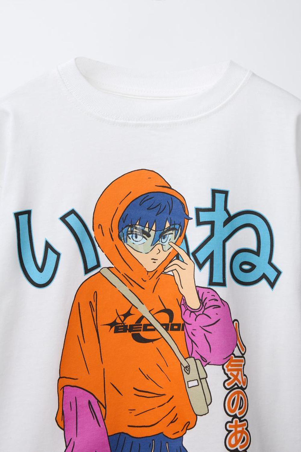 ZARA ФУТБОЛКА С ПРИНТОМ, БЕЛЫЙ