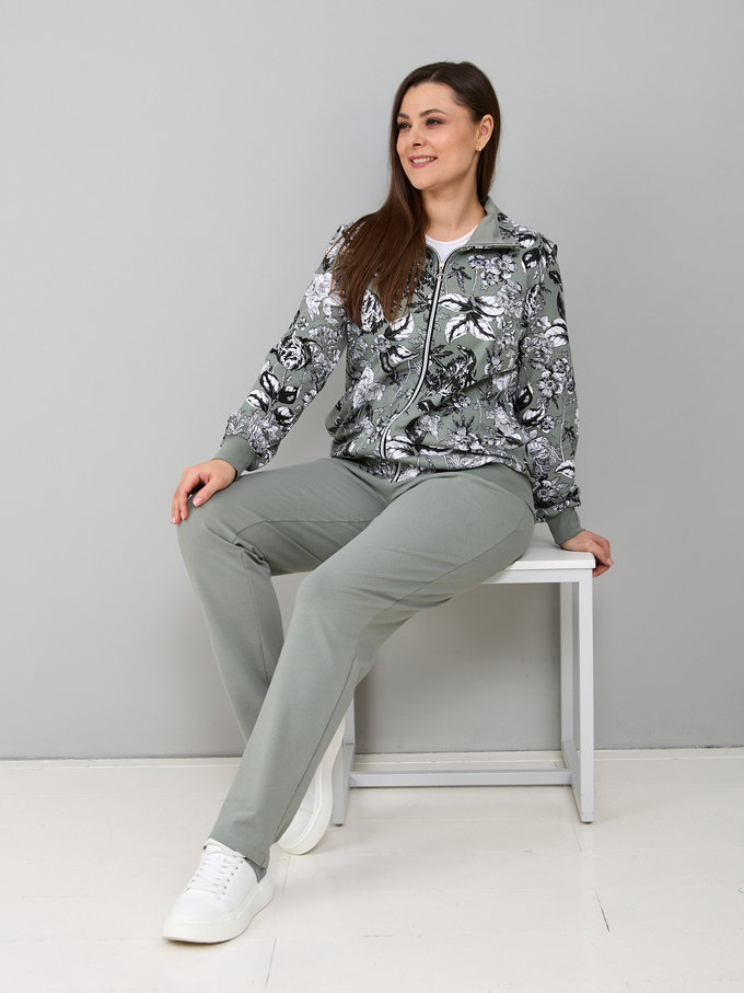 Костюм с брюками КБ-184/оливка-тюльпаны