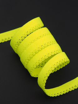 Бельевая резинка лимон-лайм ажурная ширина 10 мм с учетом фестона