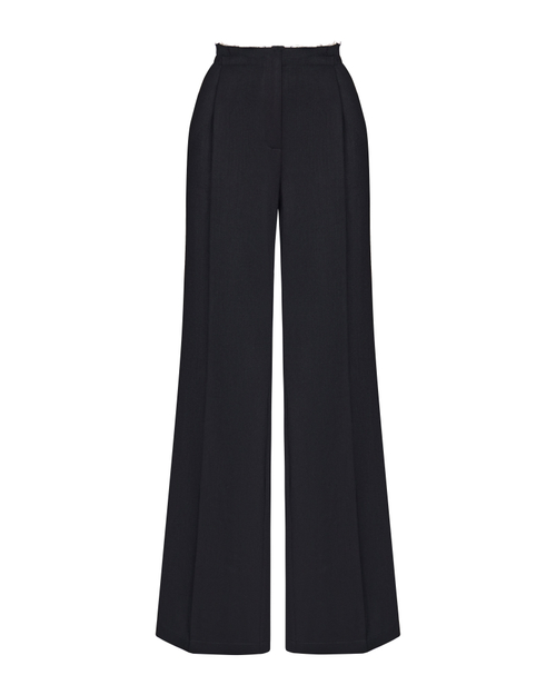 Брюки костюмные из крепа с необработанной талией, черный