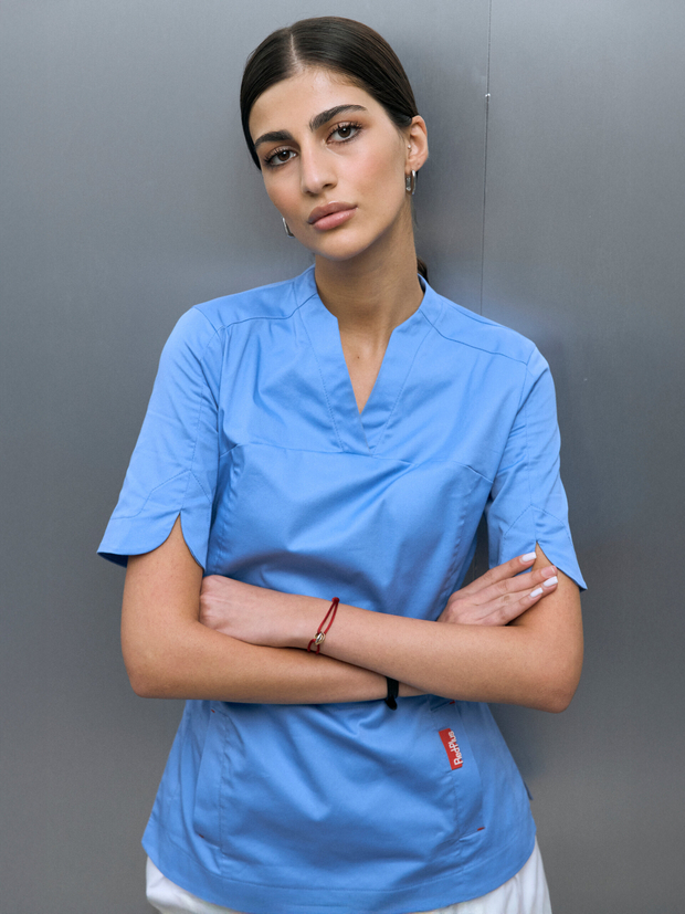 Топ медицинский женский Ньюлук, эйр блю хлопок