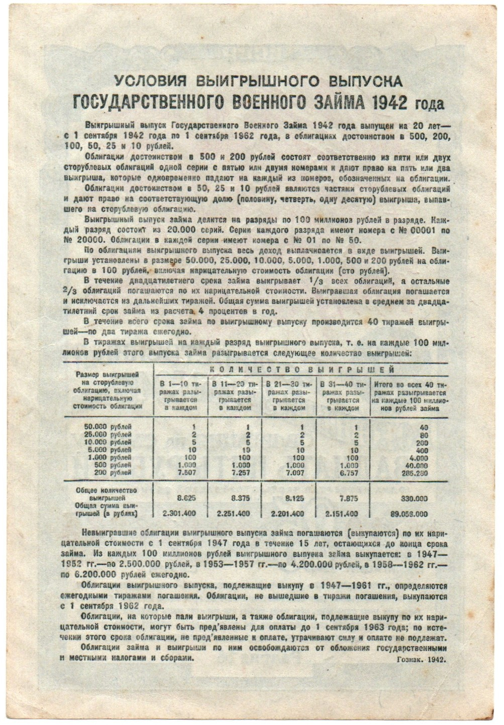 Облигация 25 рублей 1942 год. Государственный военный заем. Серия 017835. VF