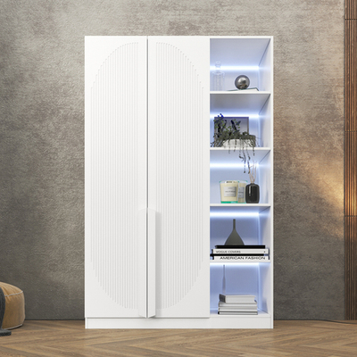 Шкаф Агератум МДФ двухсекционный с стеллажом в белой эмали - Белый Фасадный 0101  170*60*260