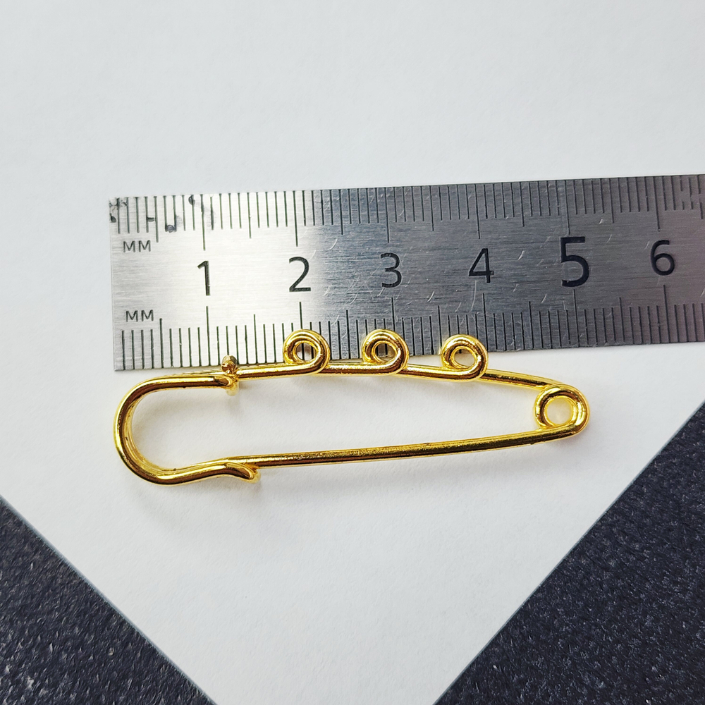 Броши булавки, сталь, позолота, 50мм, цена за набор 2 шт