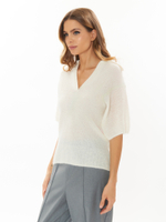 Женский джемпер с коротким рукавом молочный