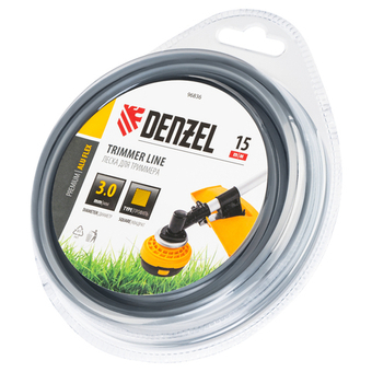 Леска для триммера армированная алюминием квадратная, 3,0мм х 15м, блистер ALUFLEX Denzel