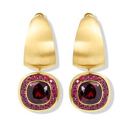 Серьги c гранатом, рубинами и цветной эмалью, E0176-70/4
