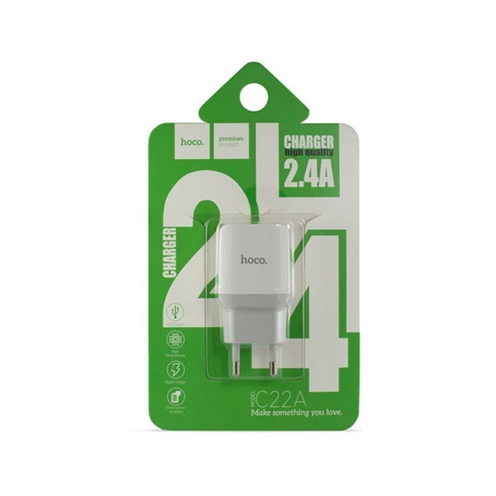 Сетевой адаптер питания HOCO C22A 2.4A (белый)