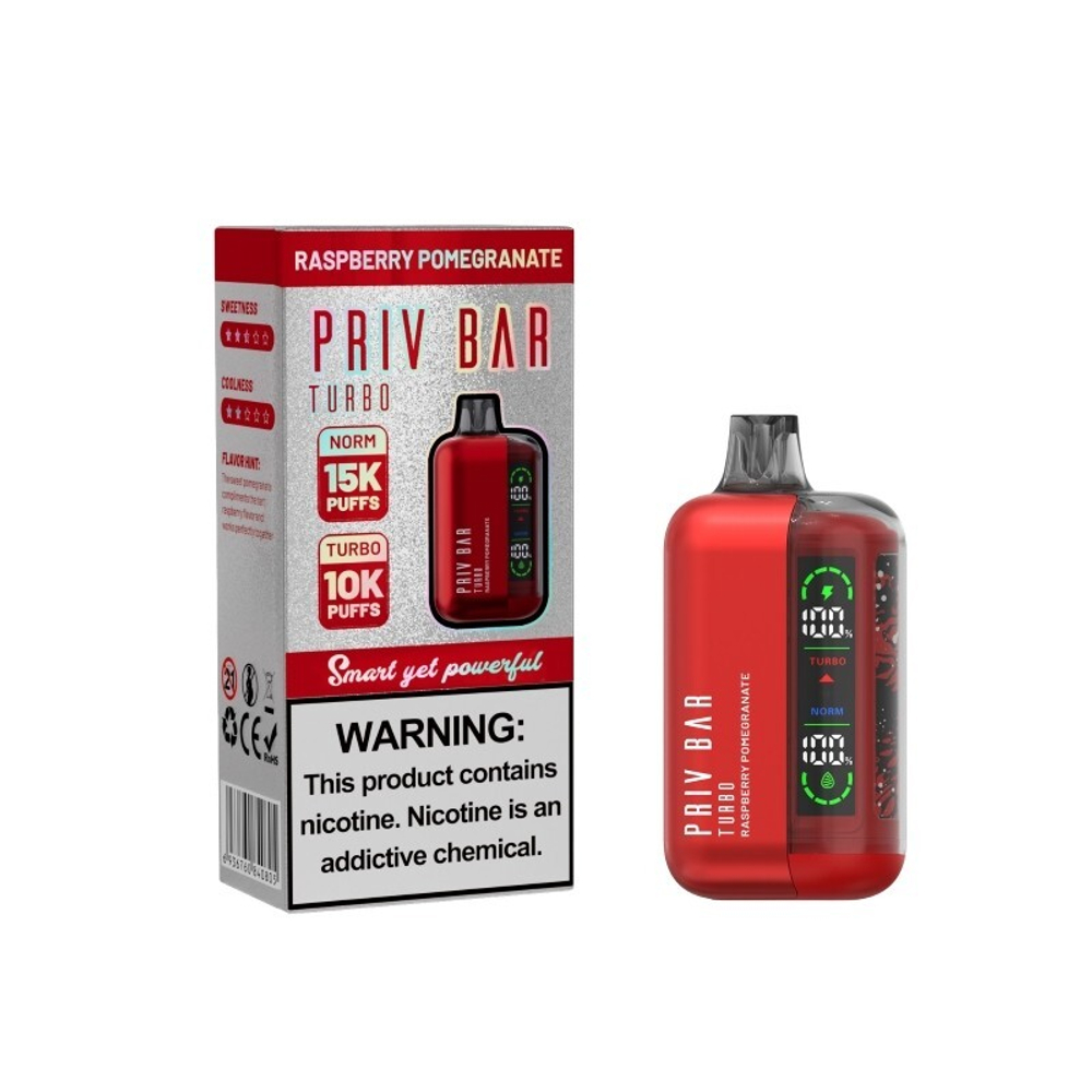 SMOK Priv Bar Turbo Raspberry Pomegranate - малина гранат 15000 затяжек 20мг Hard (2% Hard)