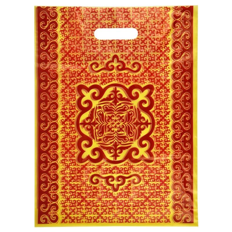 Пакет прорубная ручка Китай 40*30 см Орнамент красный 10 шт/уп 2 000 шт/кор