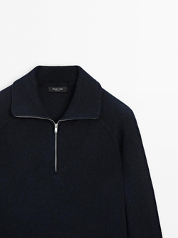 Massimo Dutti Свитер из смесовой шерсти, темно-синий