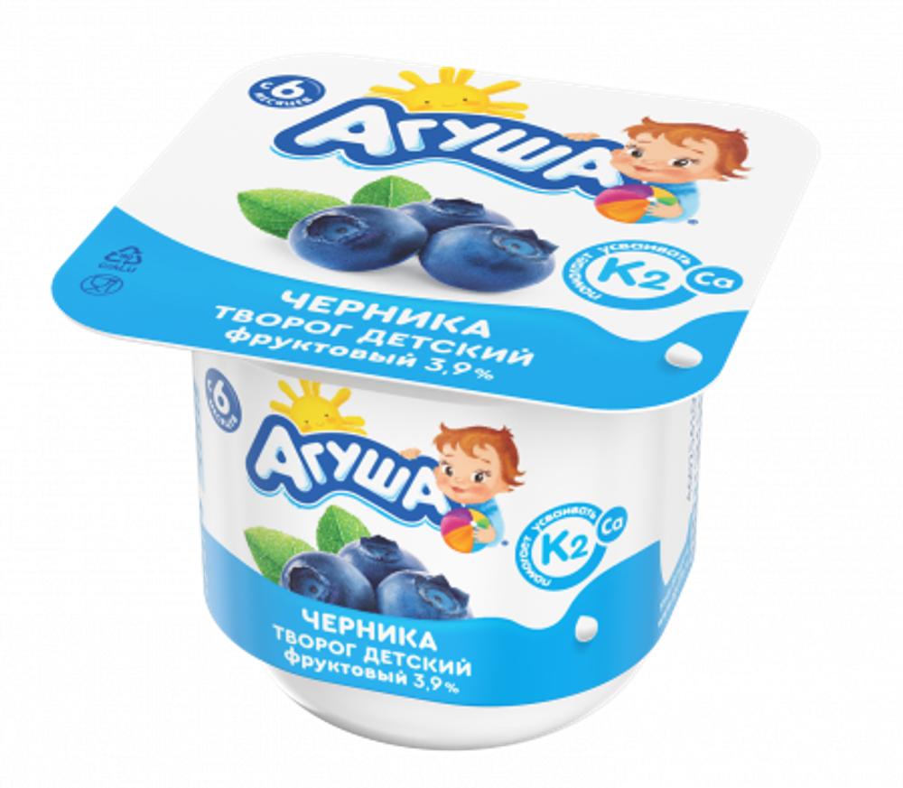 Агуша Творог Детский Фруктовый Черника 100гр