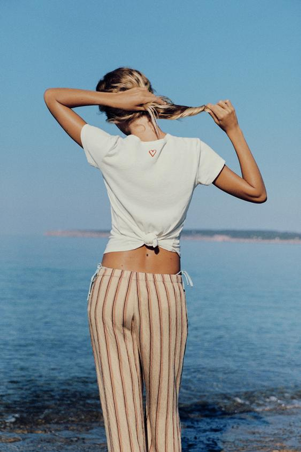 ZARA ЛЕГКИЕ БРЮКИ В ПОЛОСКУ, БЕЖЕВО-КОРИЧНЕВЫЙ
