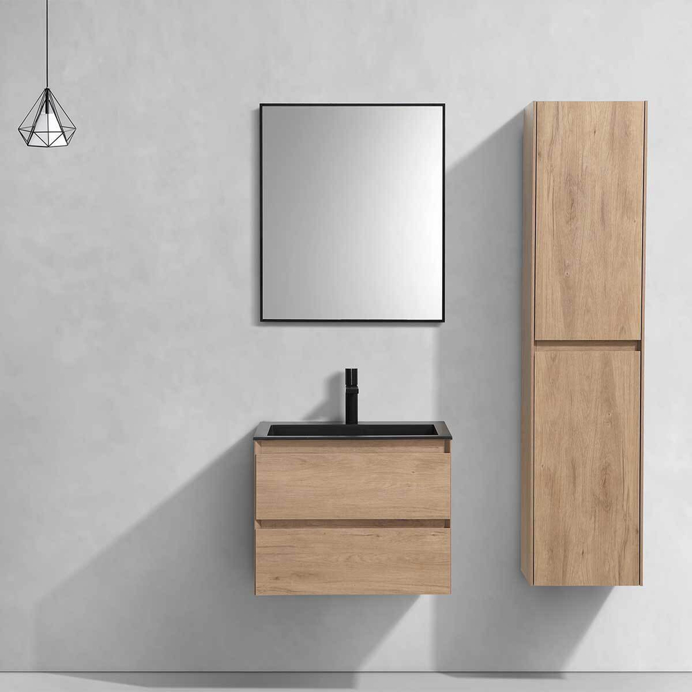 Тумба под раковину Vincea Luka 600 подвесная, 2 выкатных ящика soft-close, N.Oak