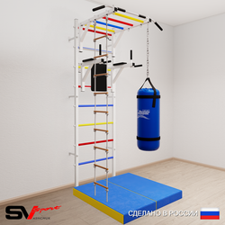 Шведская стенка Sv Sport 5426 (Турник рукоход/Брусья/Лестница/Цепь/Мешок 22кг/Мат 1м)