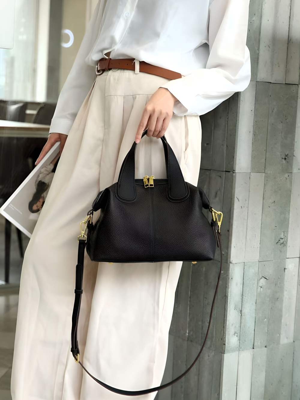 женская сумка на плечо из натуральной кожи