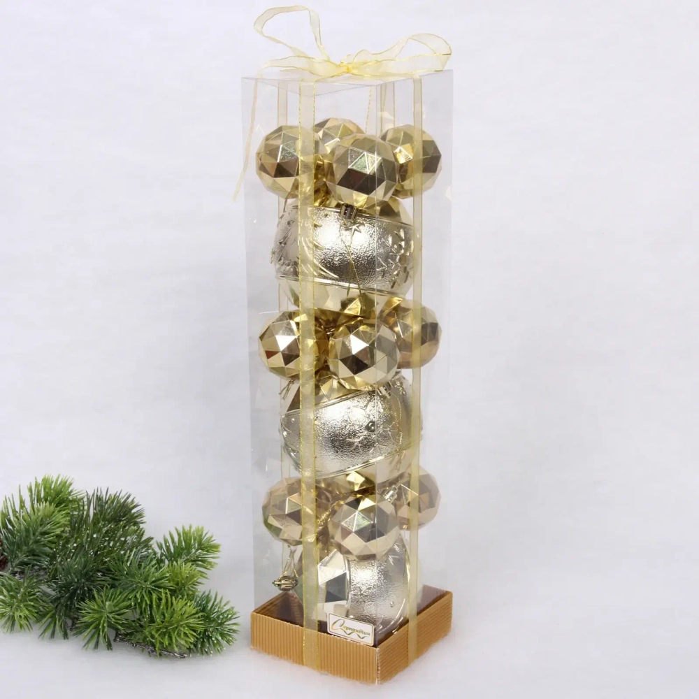 Набор шаров «Miracle» 10 см + 5 см (15 предметов), Золото