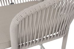 "Марсель" стул полубарный плетеный из роупа, каркас из стали светло-серый (RAL7035) муар, роуп бежевый круглый, ткань Mossle бежевая, пос.H65