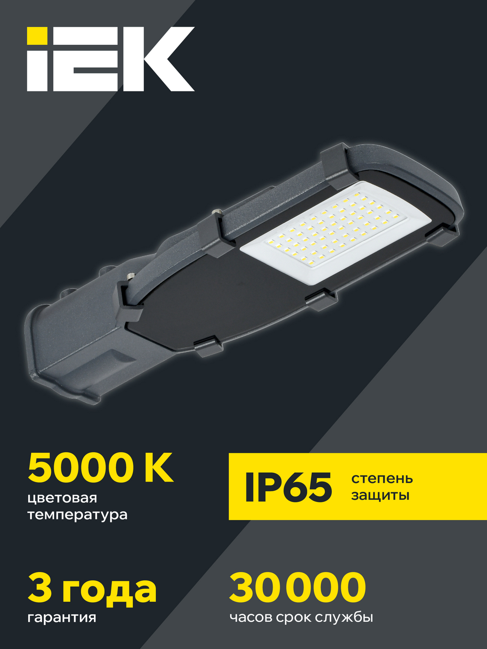 Светильник LED консольный ДКУ 1002-30Д 5000К IP65 серый IEK