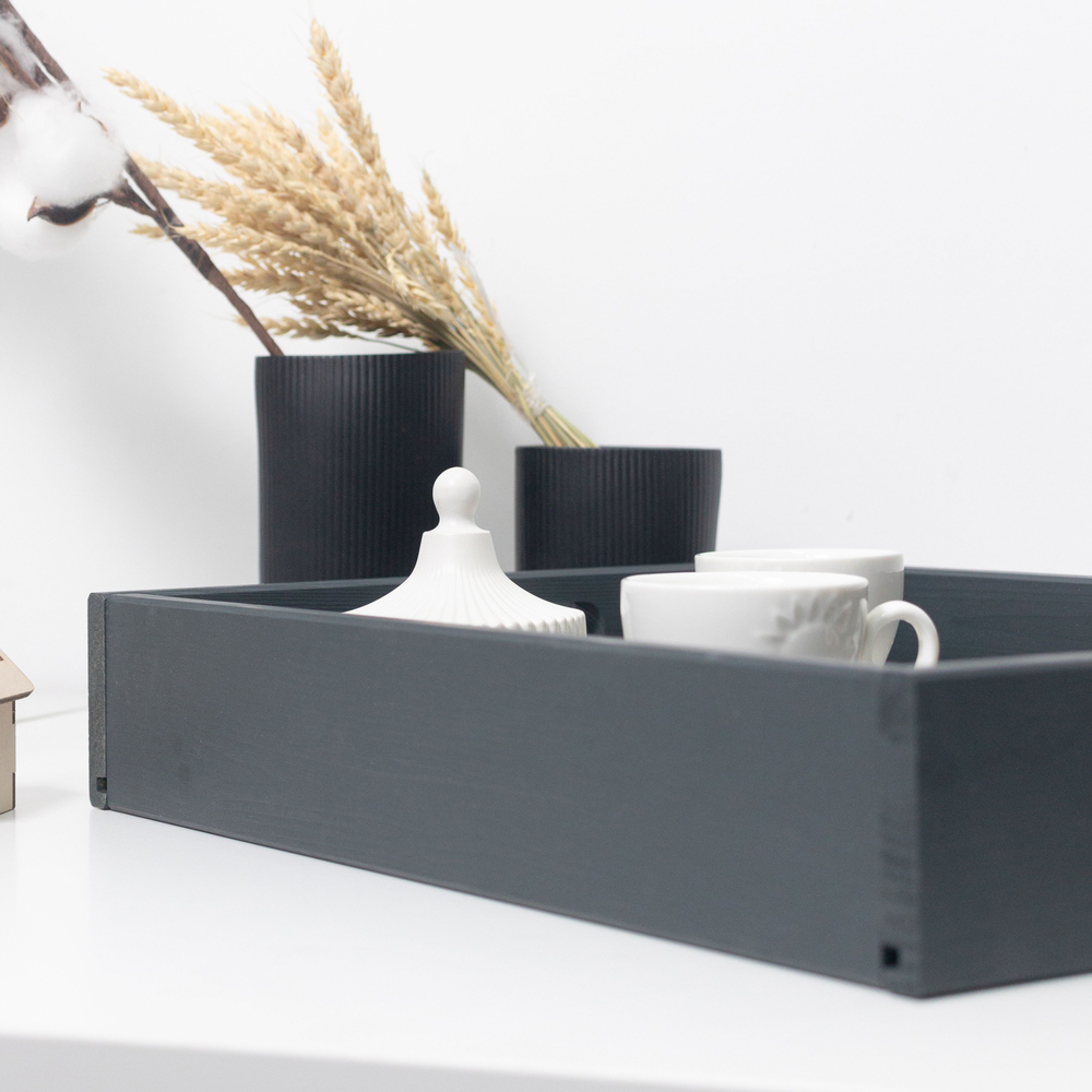 Поднос, 38х28, Флоутард, столик для завтрака в постель, для кухни, деревянный, серый, Dipriz