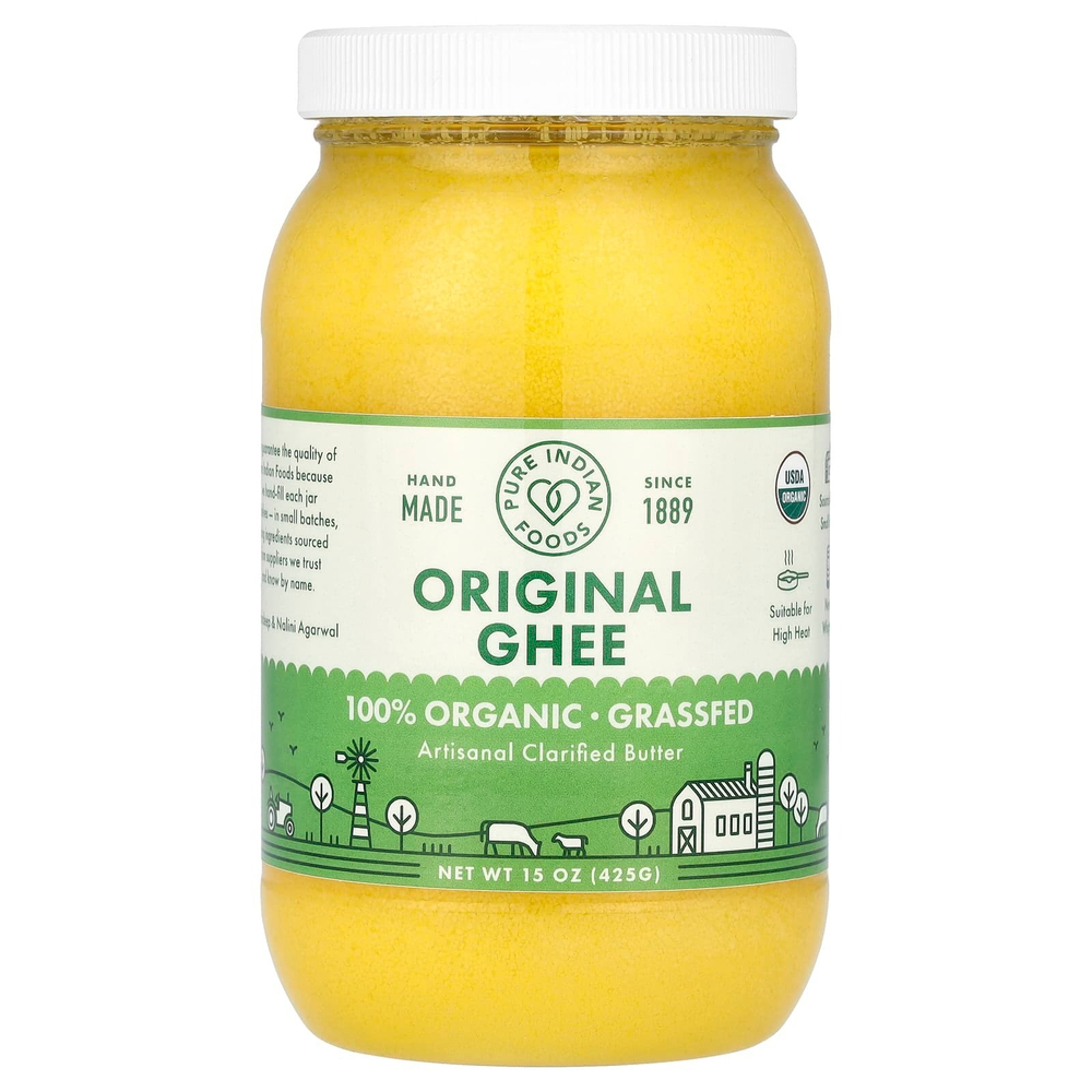 Pure Indian Foods, органическое масло гхи ручной работы, оригинальный вкус, 425 г (15 унций)