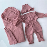 Муслиновый комплект на выписку лето "With Love Платье" 4 пр. (Одеяло, пояс, платье, шапочка) (Цвет: Серый)