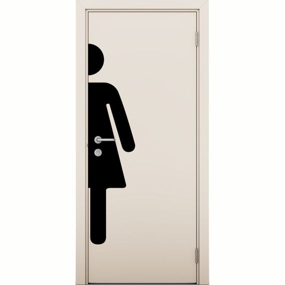 Фото межкомнатной пластиковой влагостойкой двери Poseidon гладкая крем матовый глухая с наклейкой WOMAN