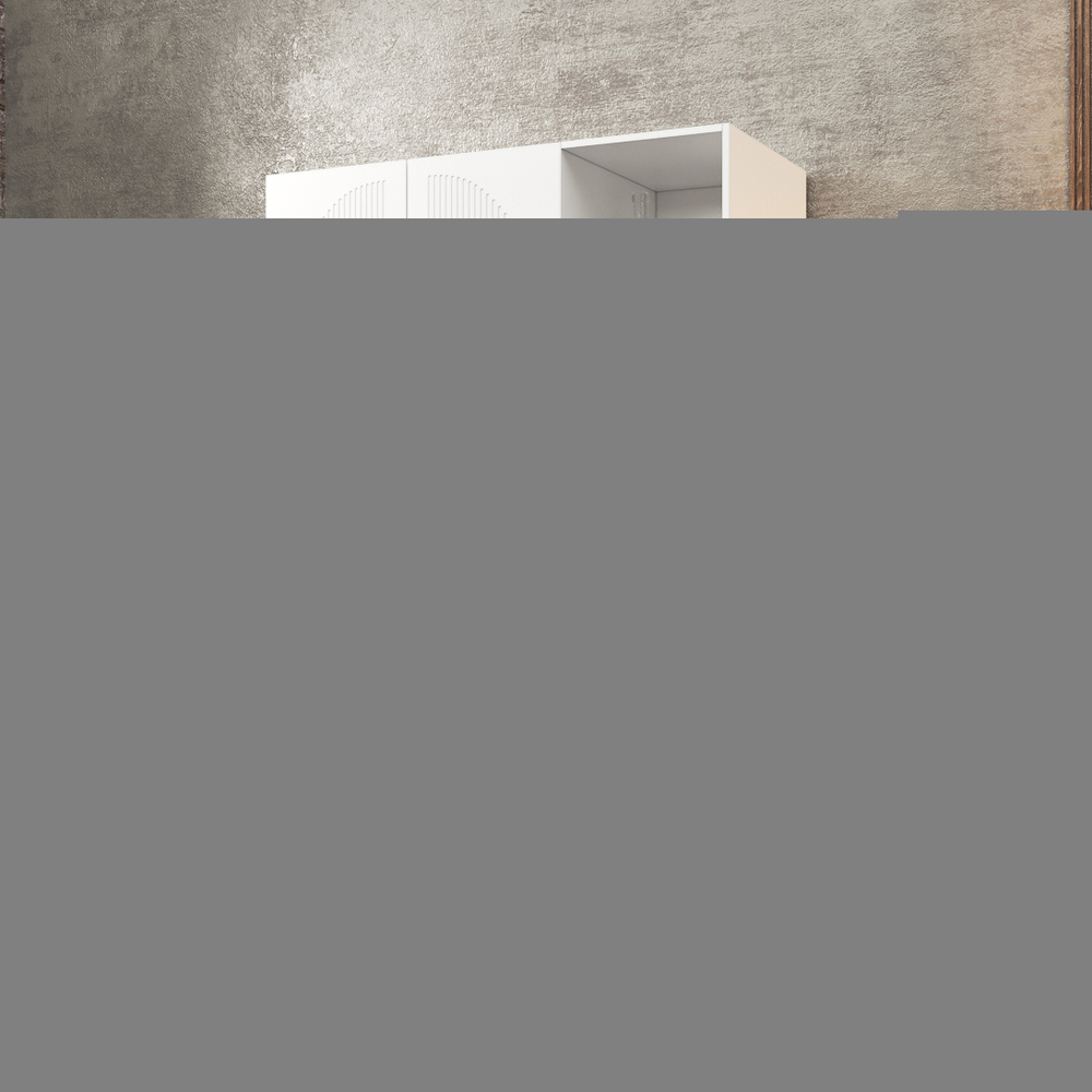 Шкаф Агератум МДФ двухсекционный с стеллажом в белой эмали - Белый Фасадный 0101  190*45*220