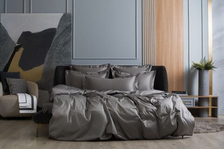 Простыня на резинке 180х200x40 German Grass Graphite Allure серая