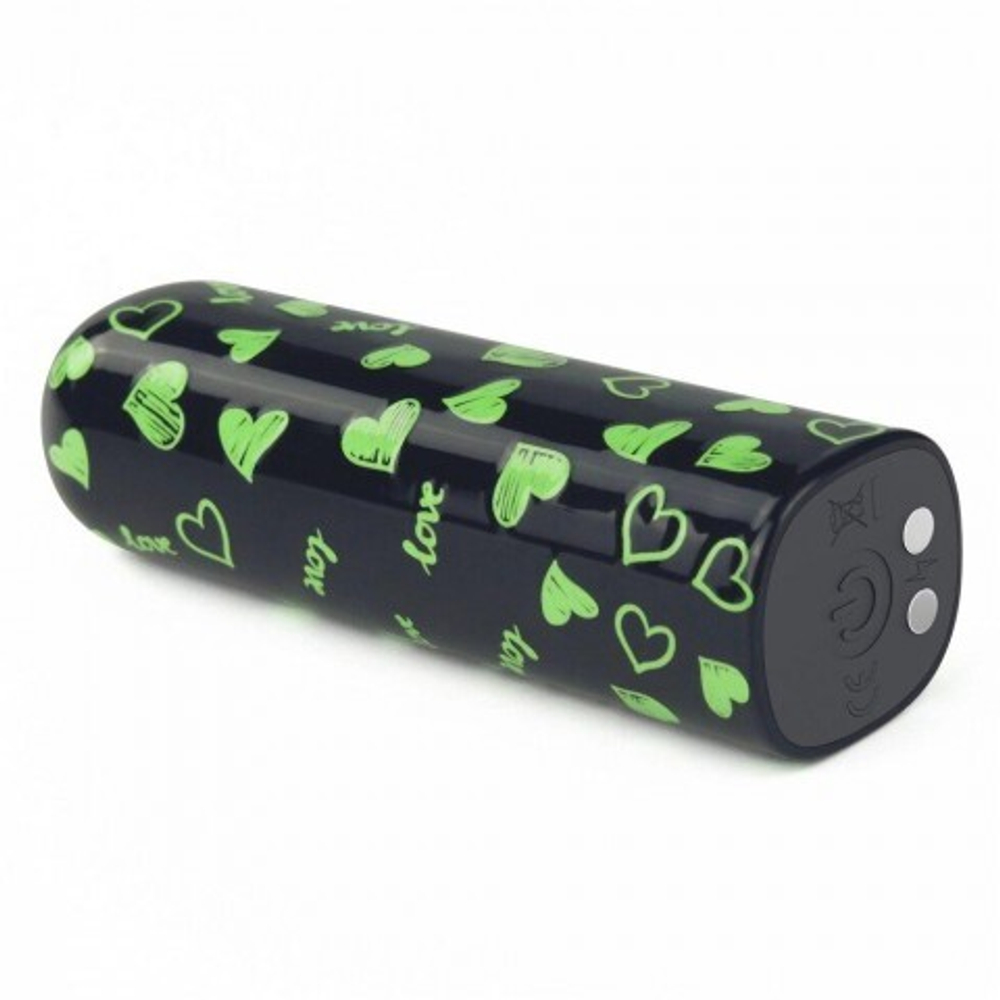 Мини-вибратор "Heart " (8,5*2,7 см.) светится в темноте