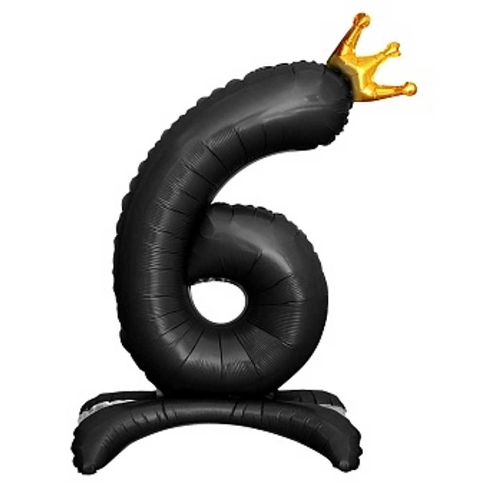 К Цифра 6 Золотая корона на подставке Черный 32''/81 см.