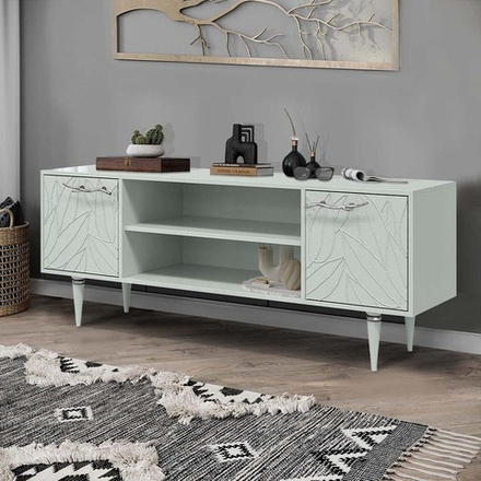 Тумба под ТВ Арт Колор leaves 155см Классик Сильвер Серый дым