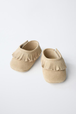 ZARA КОЖАНЫЕ ТУФЛИ, ПЕСОЧНО-КОРИЧНЕВЫЙ