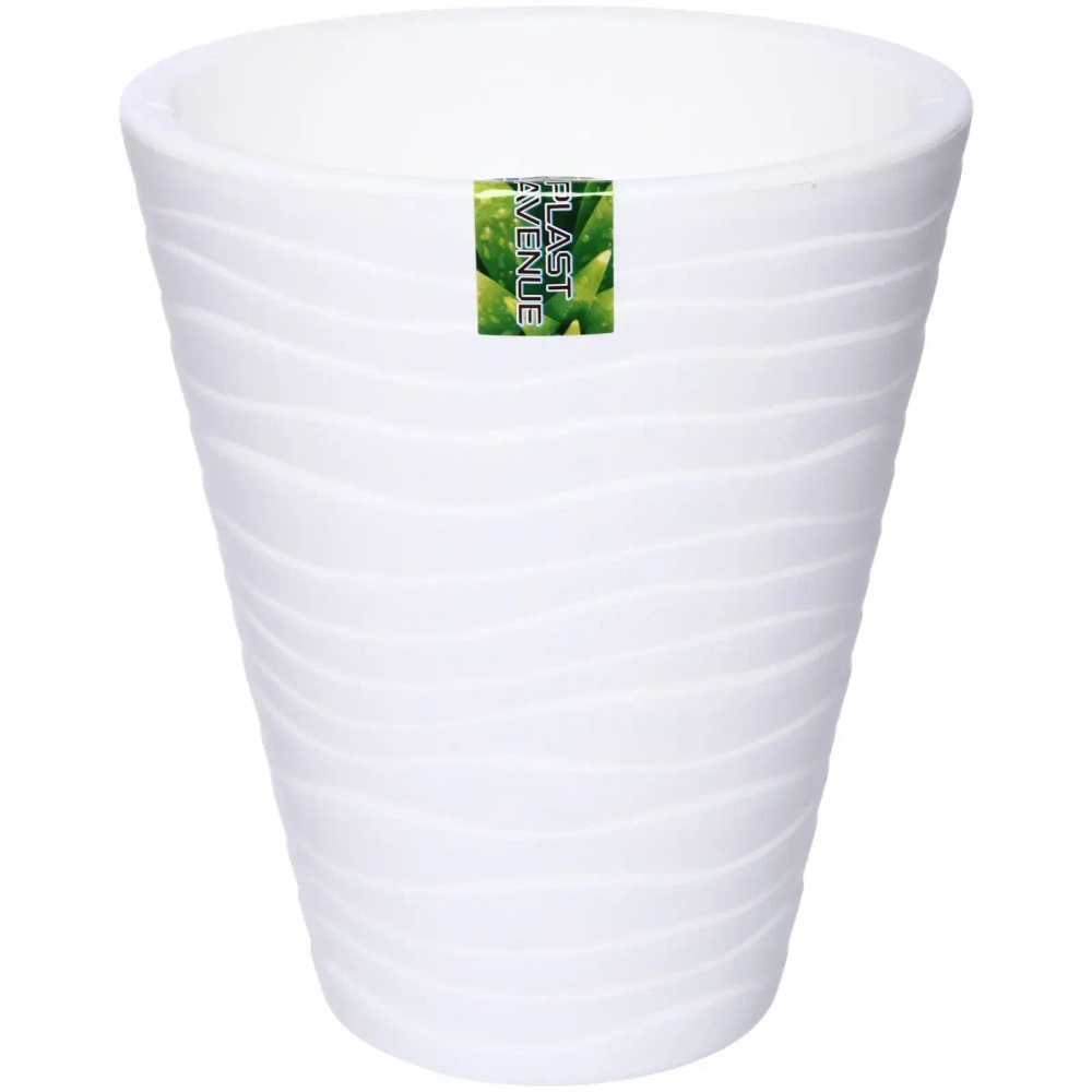 Кашпо для цветов пластиковое 2,8л d-17см «Валенсия» со вставкой белый