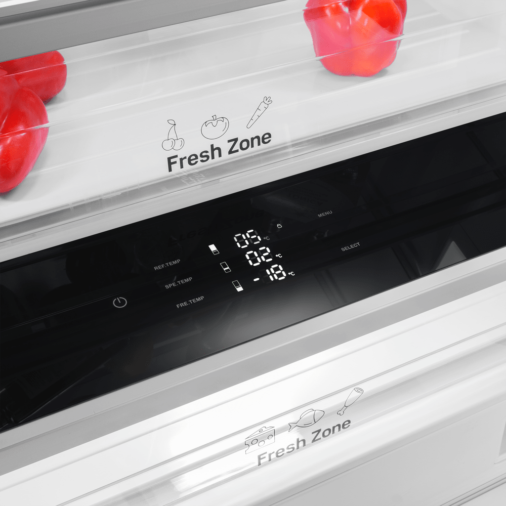 Встраиваемый холодильник NO FROST с инвертором и выдвижной морозильной камерой MAUNFELD MBF212NFW1 Inverter