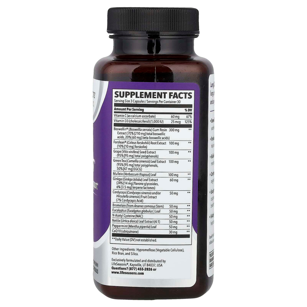 LifeSeasons, Lung Capaci-T®, поддержка дыхательной системы, 90 растительных капсул