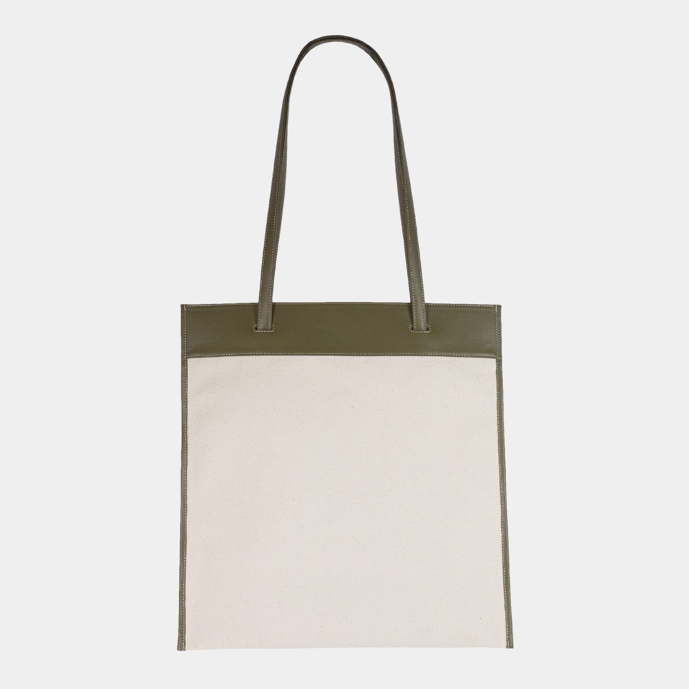 Шоппер Antibes из канвы и кожи теленка, оливкового цвета