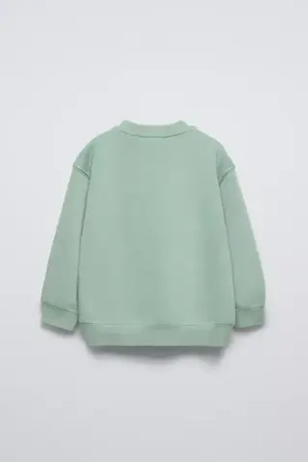 ZARA БАЗОВАЯ ТОЛСТОВКА ИЗ МЯГКОЙ ТКАНИ, СВЕТЛО-ЗЕЛЕНЫЙ
